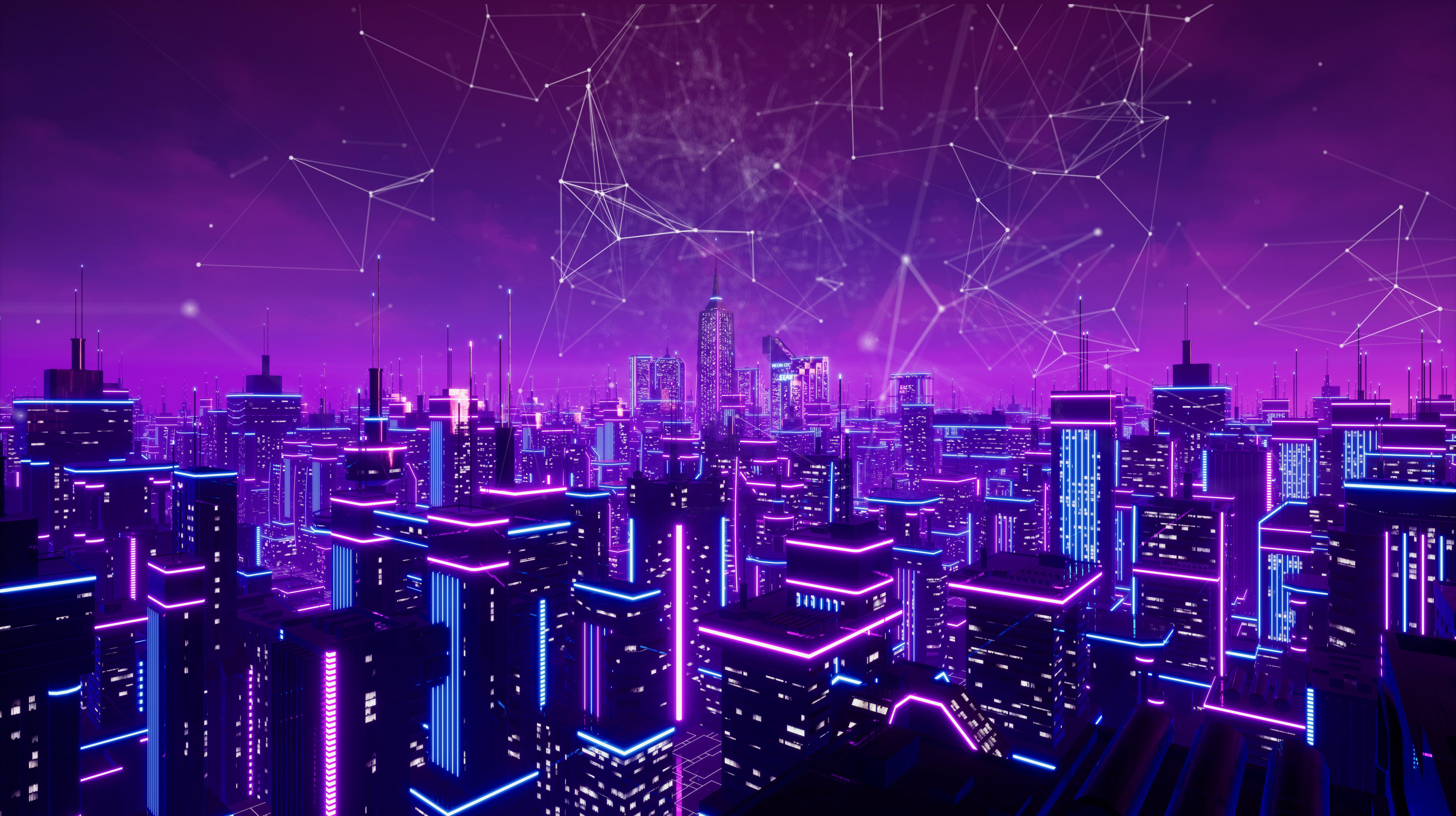 Metaverse city with connection, 3d render - Adobe Stock