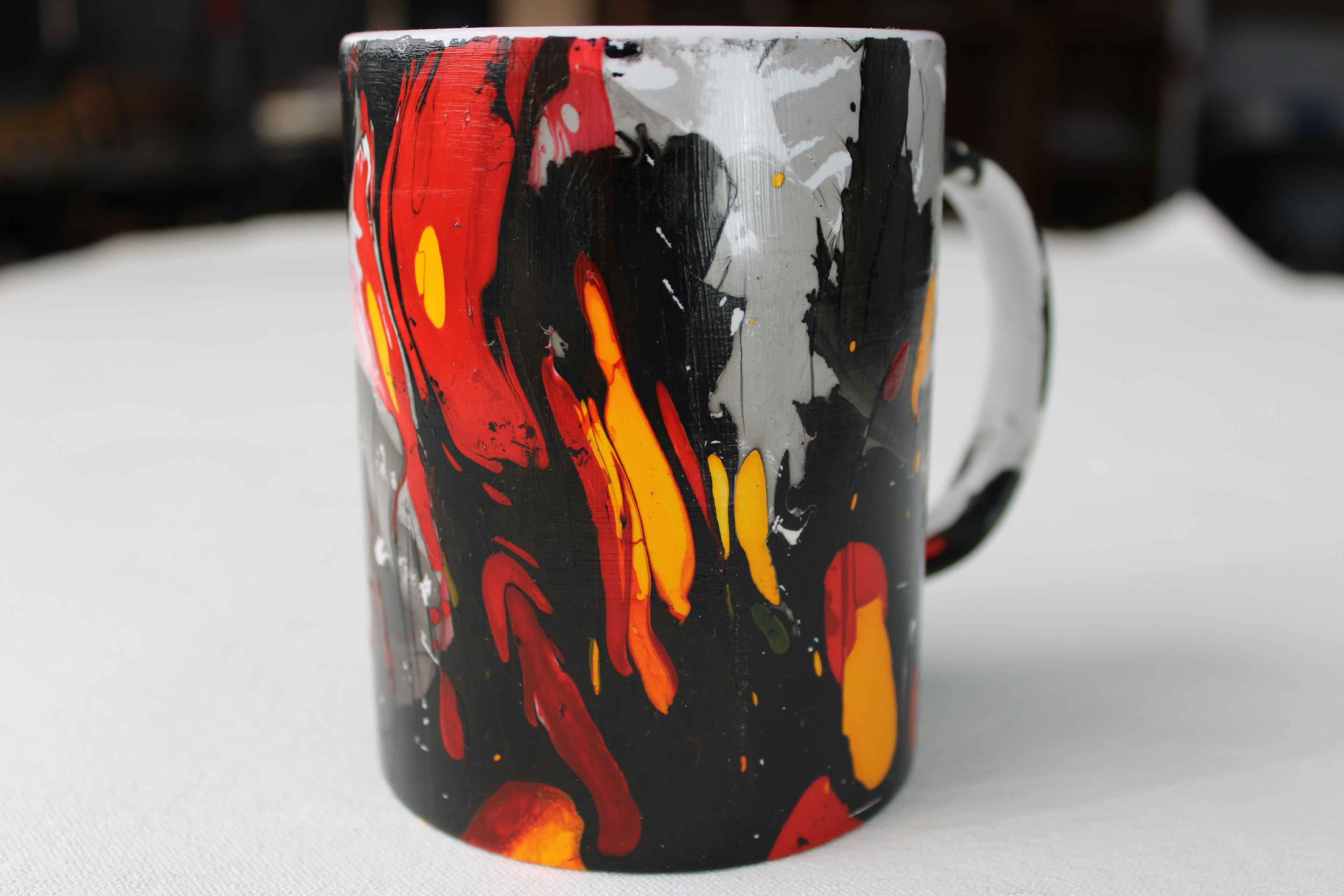 Black/Red/Yellow Marble Mug